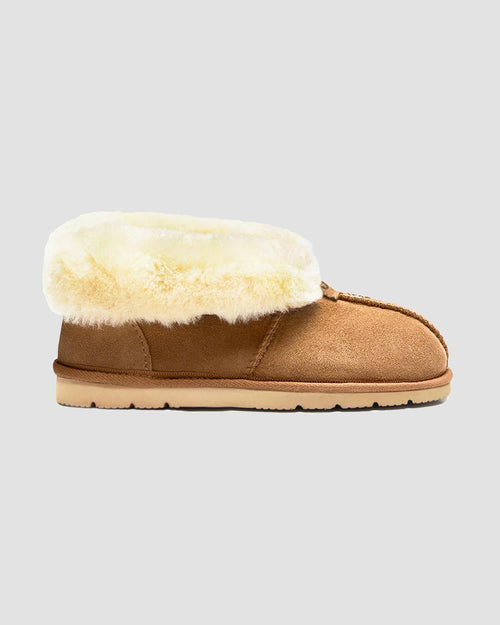 ankle sheepskin slippers chestnut side