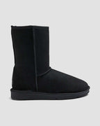 classic short sheepskin boots black side