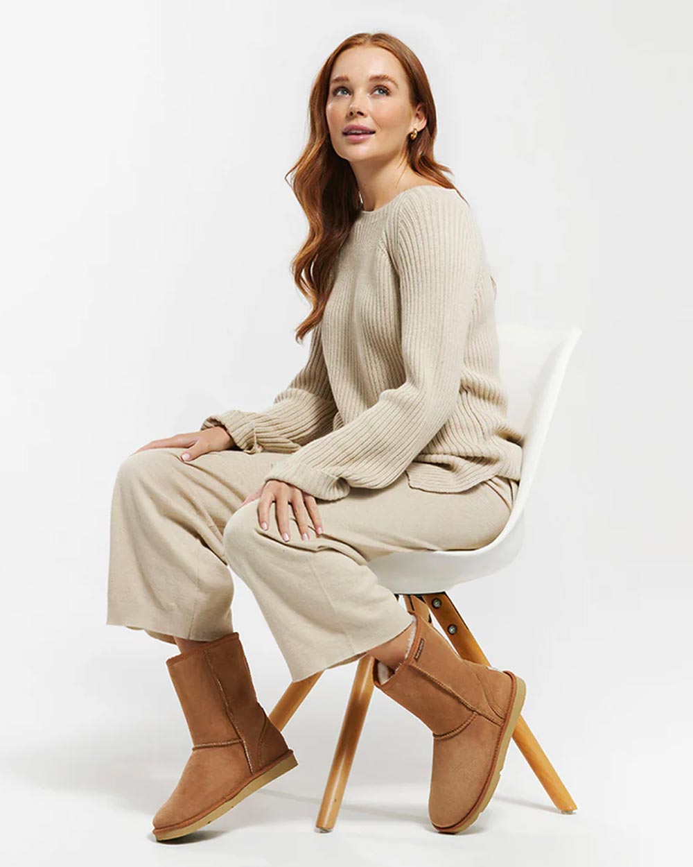 classic short sheepskin boots chestnut live