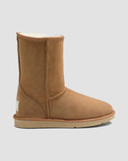 classic short sheepskin boots chestnut side
