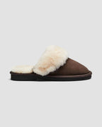 ladies sheepskin scuffs chocolate side