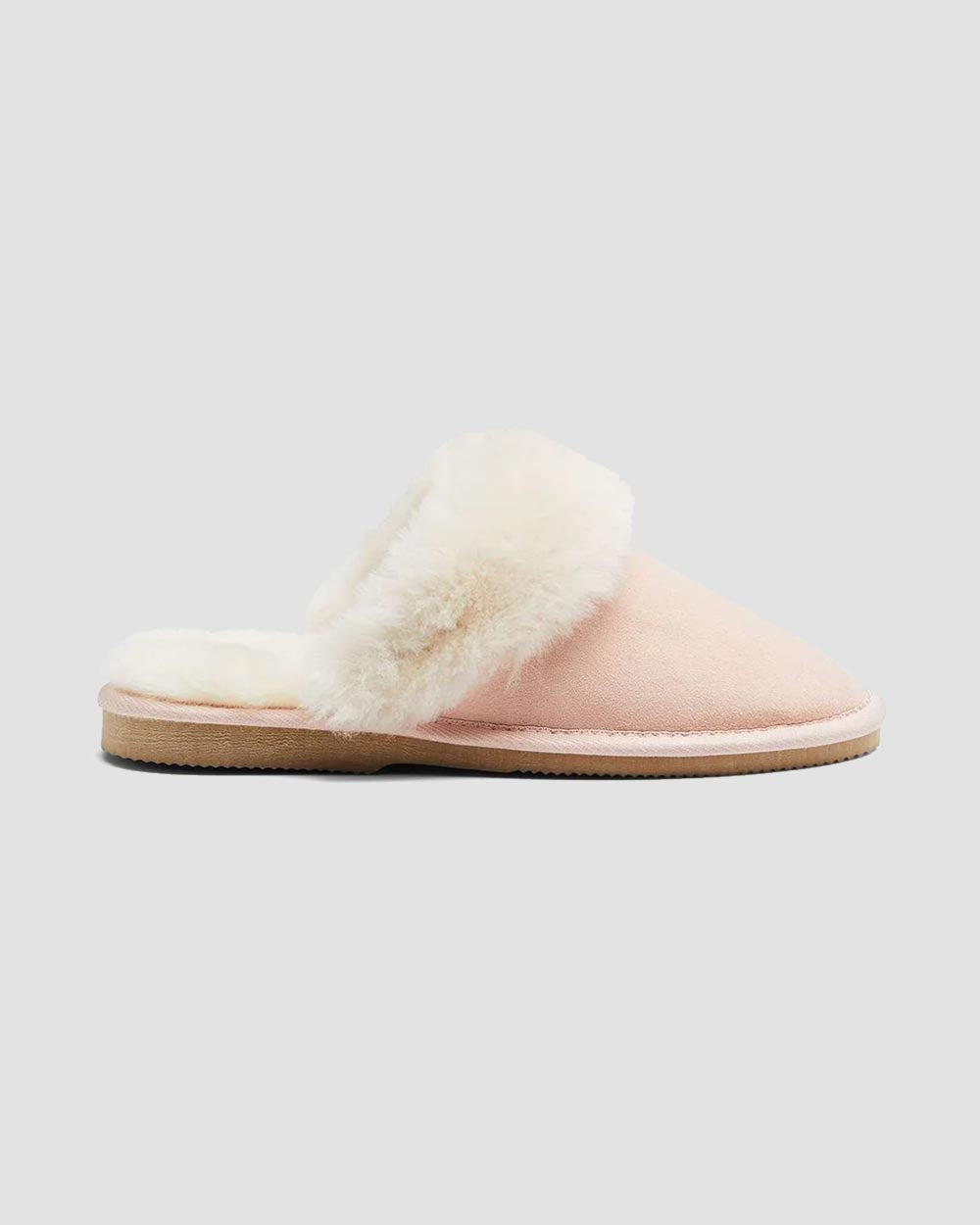 ladies sheepskin scuffs pink side