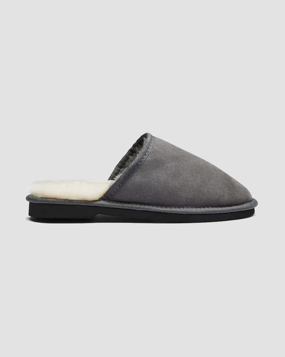 mens sheepskin slippers grey side